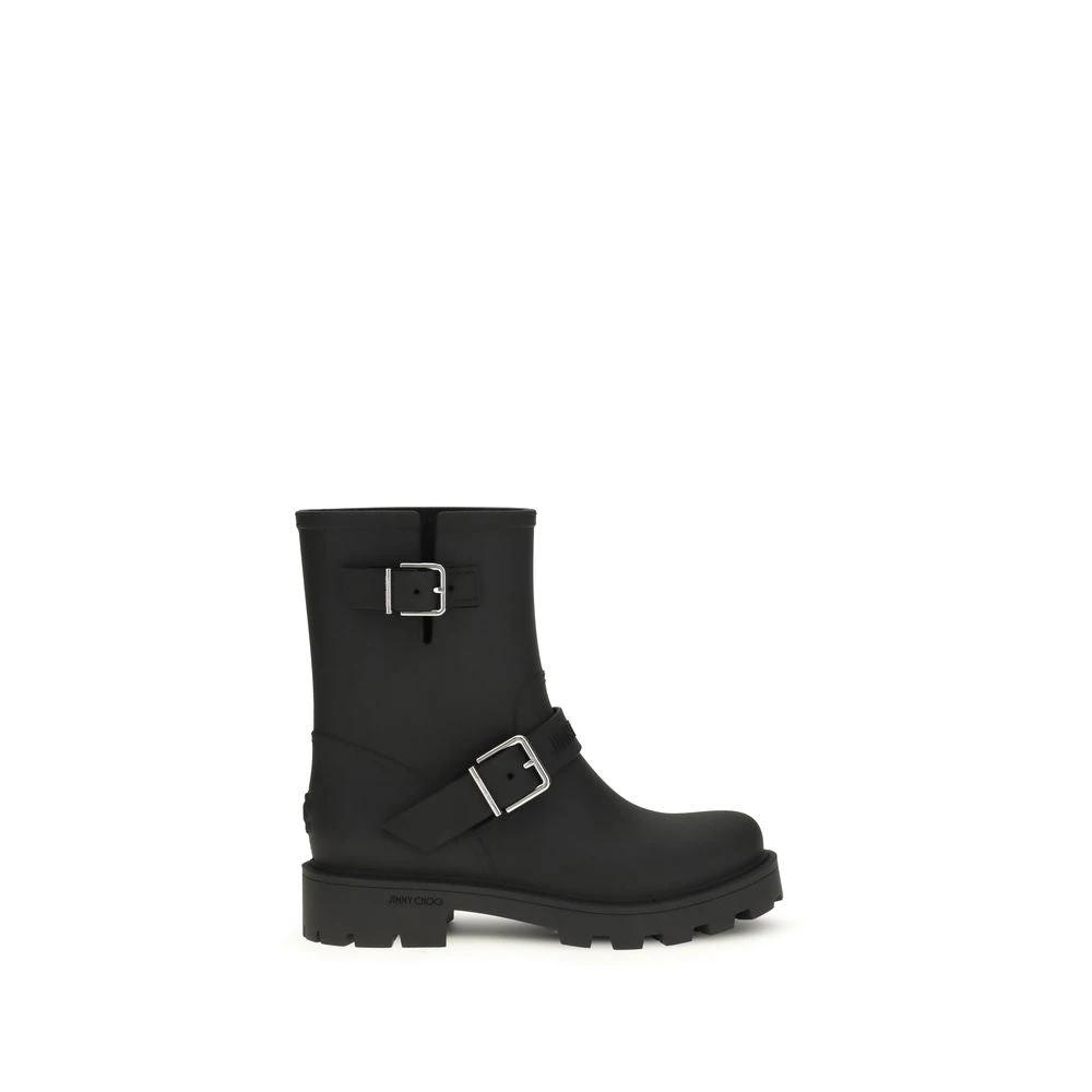 Jimmy Choo Black Polyurethane Rain Boots by Jimmy Choo