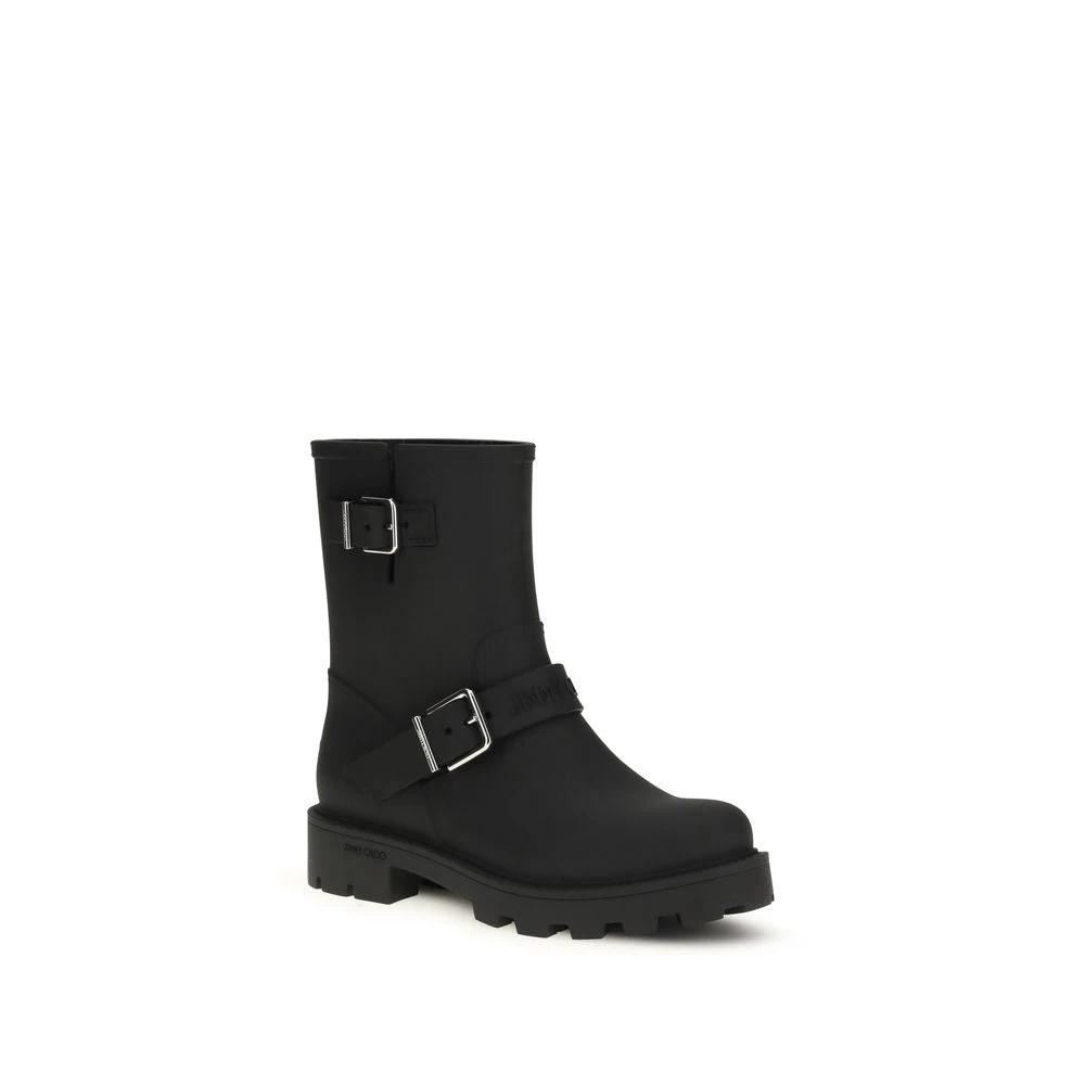 Jimmy Choo Black Polyurethane Rain Boots by Jimmy Choo