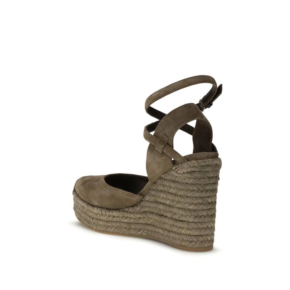 Brunello Cucinelli Beige Calf Leather Bos Taurus Espadrilles by Brunello Cucinelli
