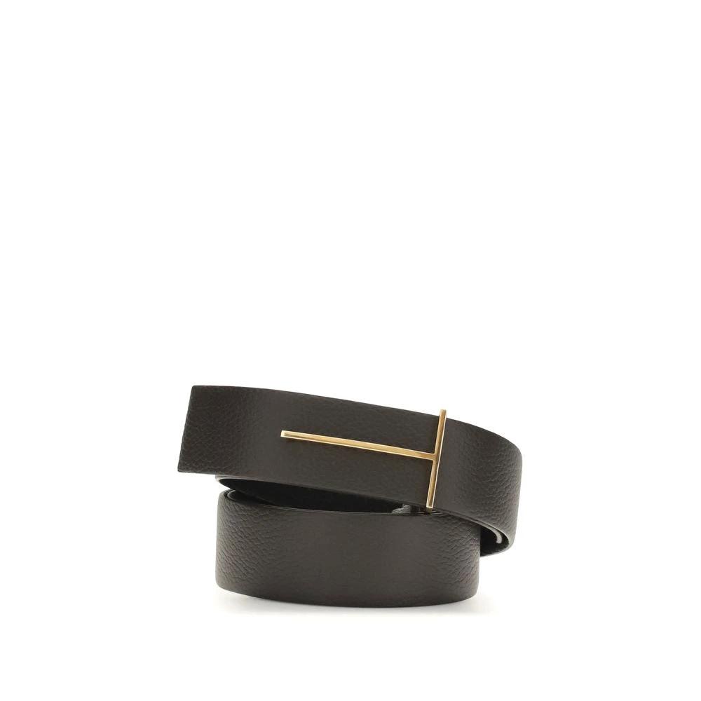 Tom Ford Brown Calf Leather Bos Taurus Regular Belt by Tom Ford