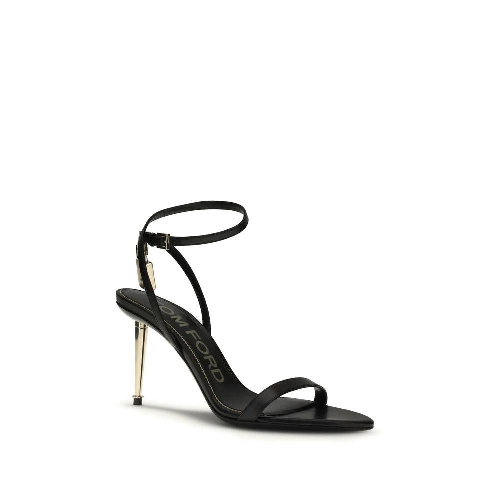 Tom Ford Black Goatskin Stiletto Heel Sandals by Tom Ford