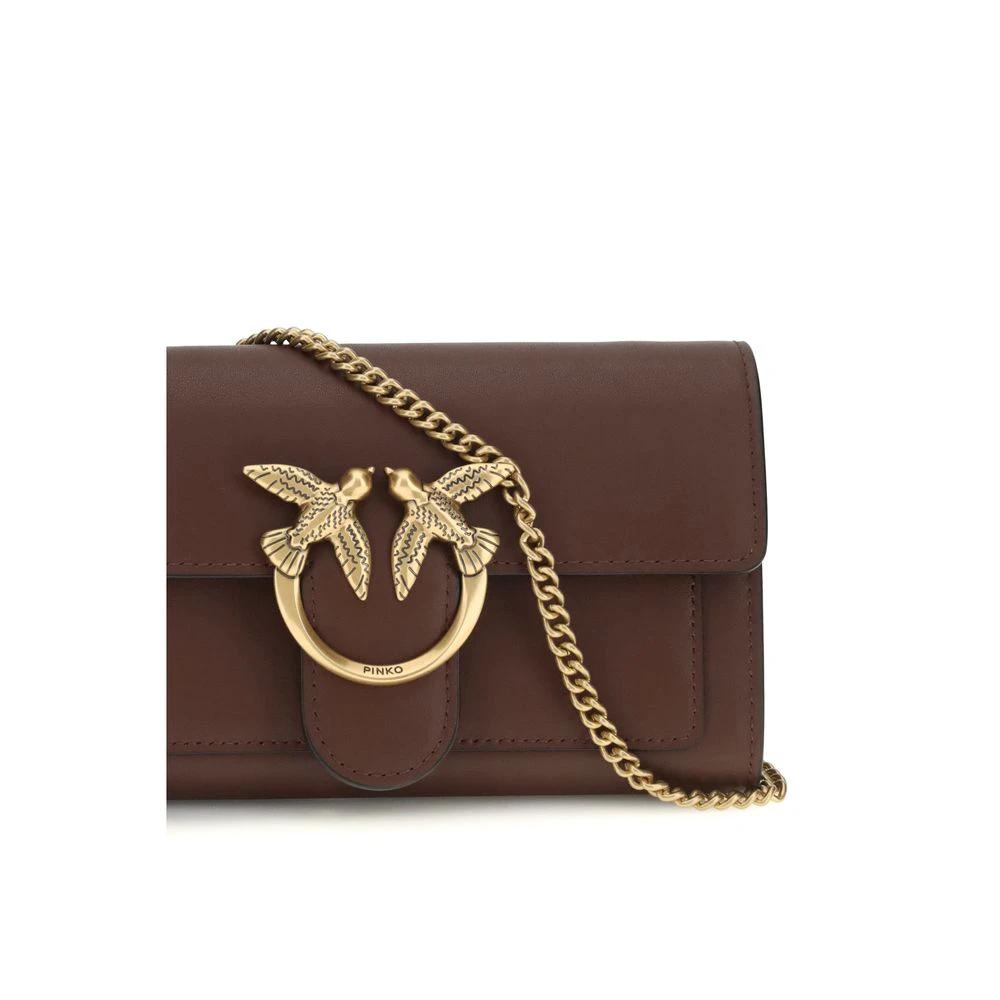 PINKO Brown Calf Leather Bos Taurus Shoulder Bag by PINKO