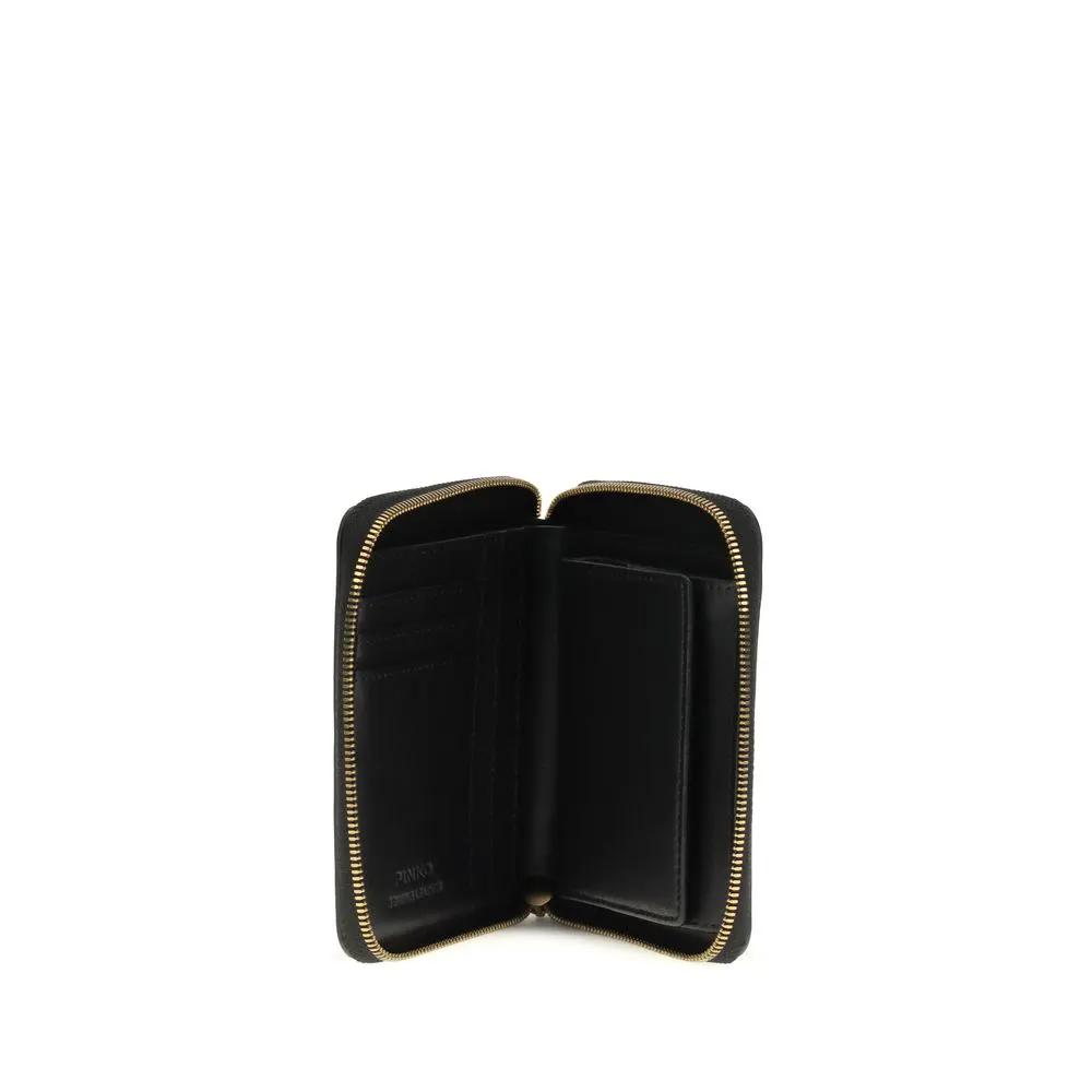 Portefeuille PINKO Bos Taurus en cuir de veau noir