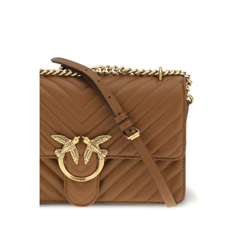 PINKO Brown Calf Leather Bos Taurus Shoulder Bag by PINKO