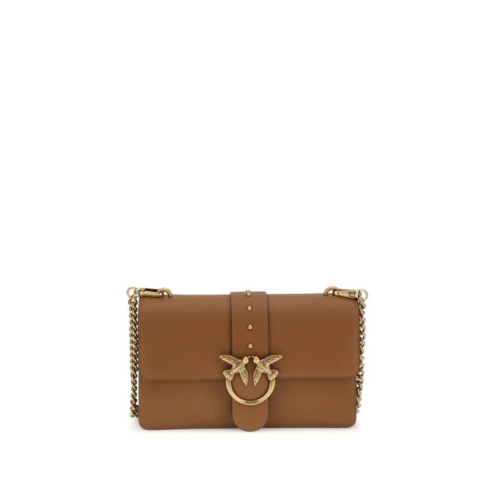 PINKO Brown Calf Leather Bos Taurus Shoulder Bag by PINKO