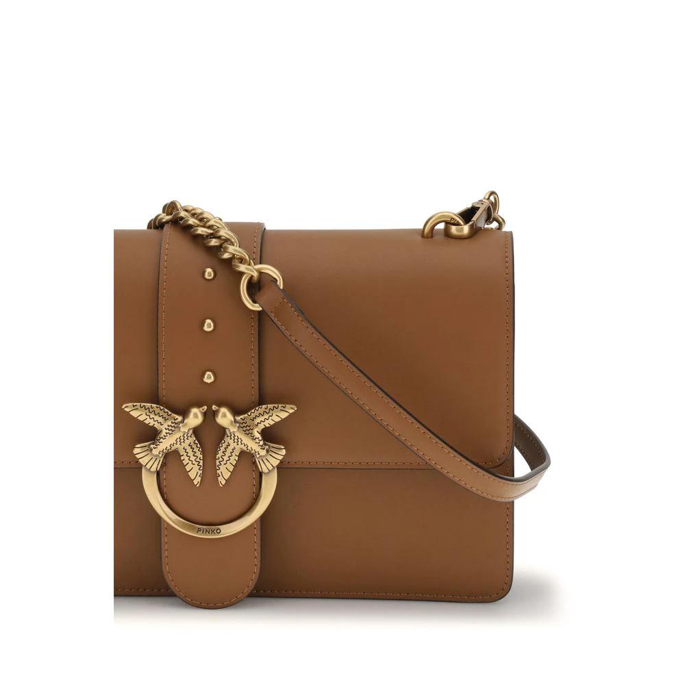 PINKO Brown Calf Leather Bos Taurus Shoulder Bag by PINKO