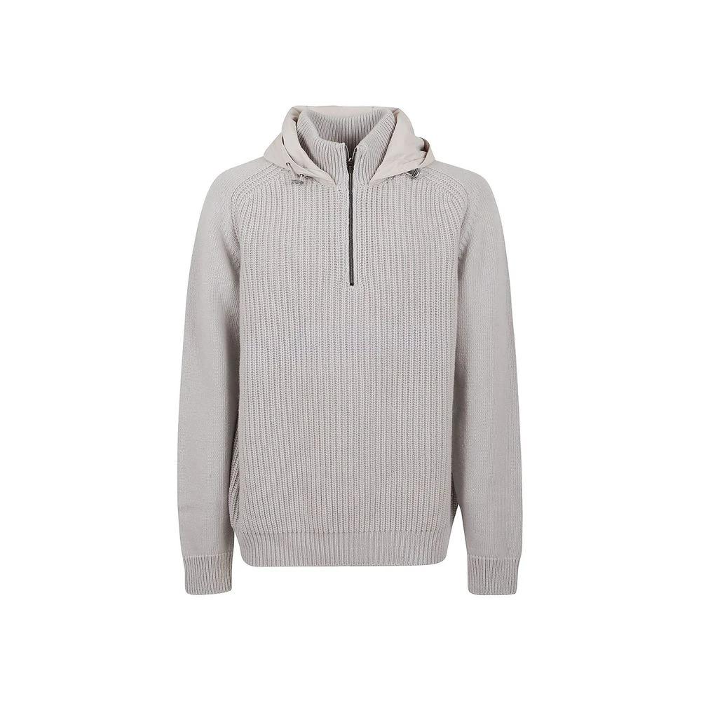 Herno Gray Wool Hoodie by Herno