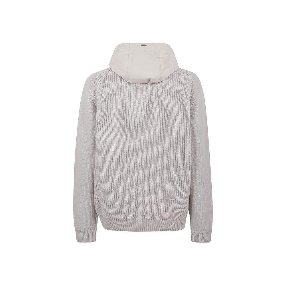 Herno Gray Wool Hoodie by Herno