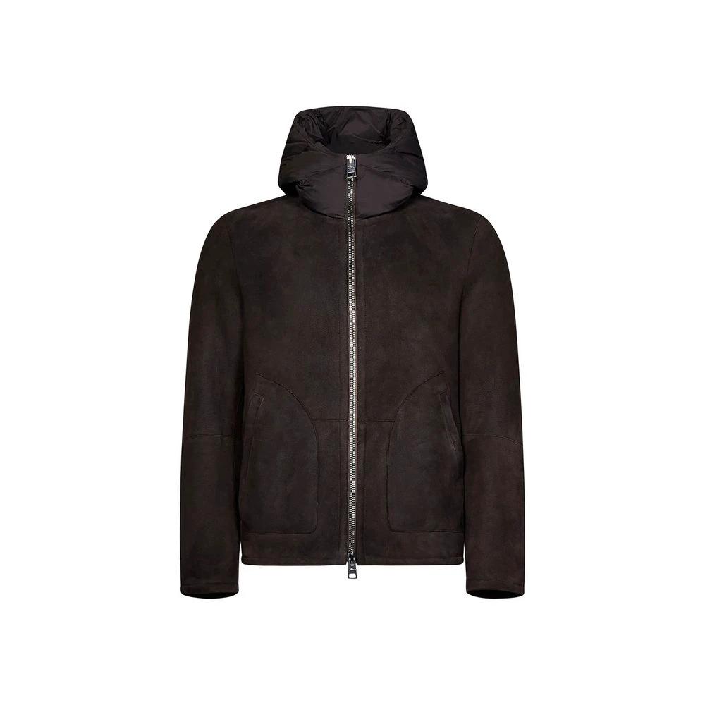 Herno Brown Lambskin Shell Jacket by Herno