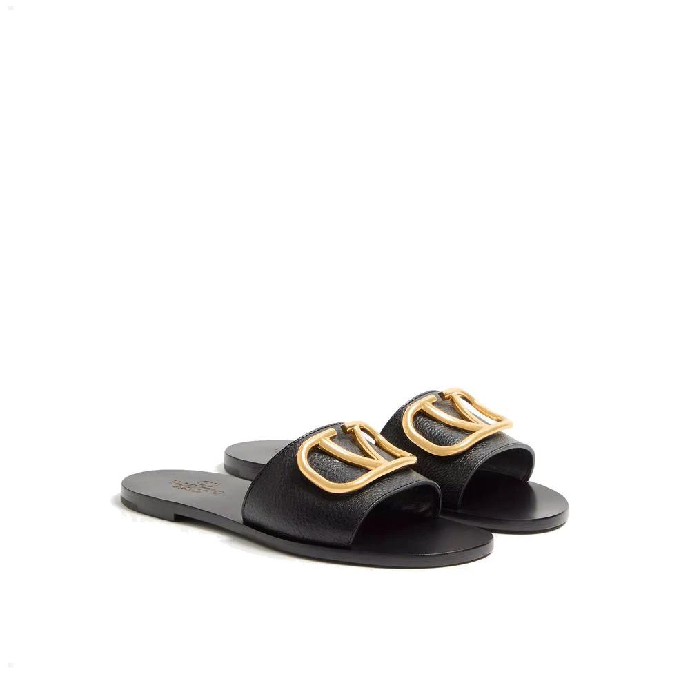 Valentino Garavani Black Calfskin Sandals by Valentino Garavani