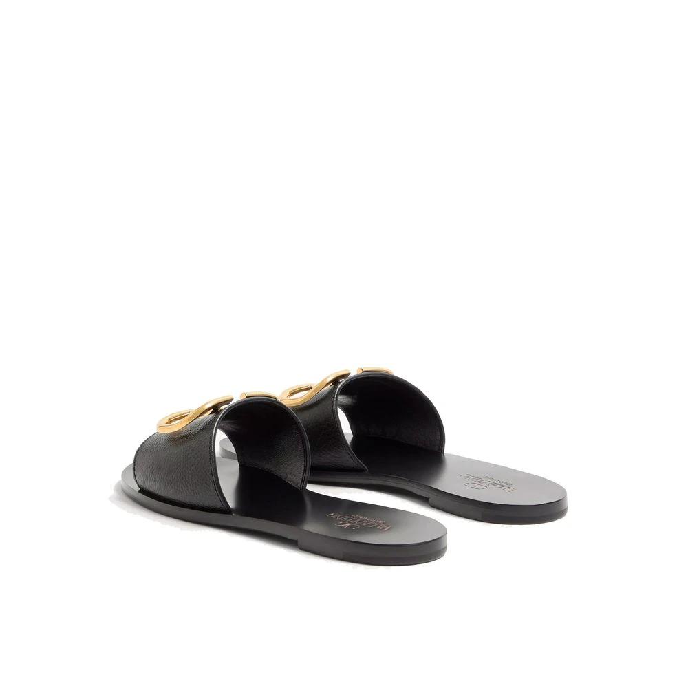 Valentino Garavani Black Calfskin Sandals by Valentino Garavani