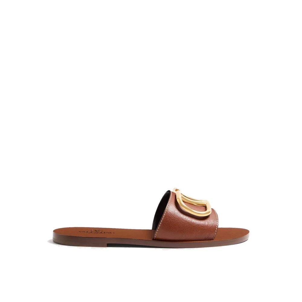 Valentino Garavani Brown Calfskin Sandals by Valentino Garavani