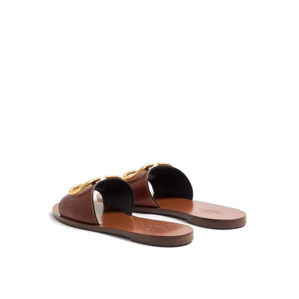 Valentino Garavani Brown Calfskin Sandals by Valentino Garavani