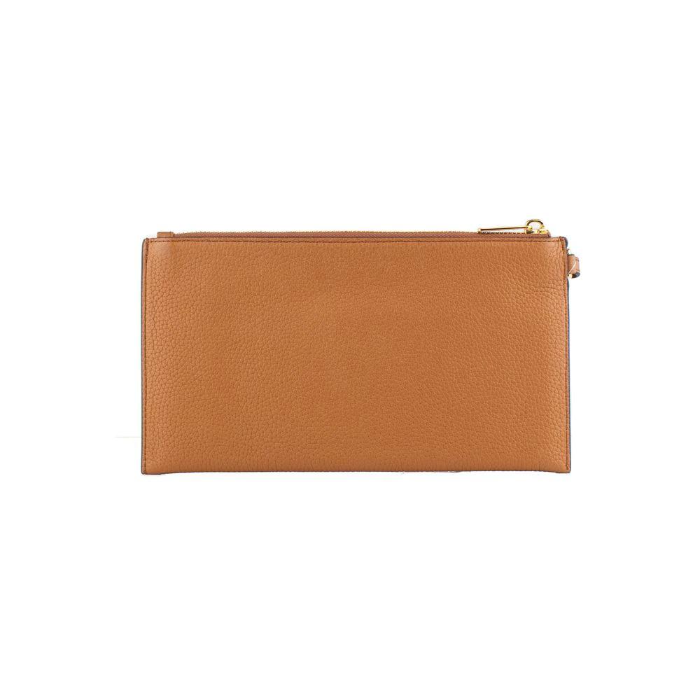 Michael Kors Brown Leather Clutch Bag by Michael Kors