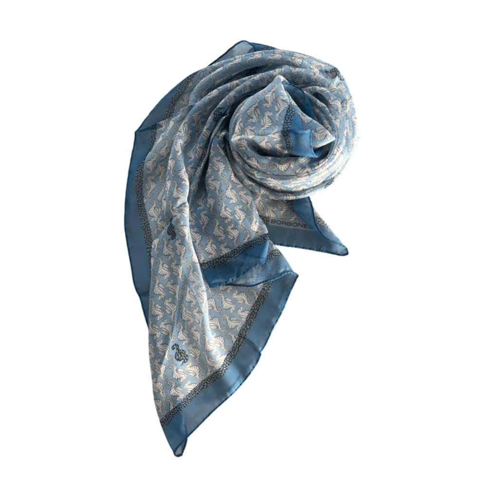 Écharpe en soie bleu bourbon pour femme