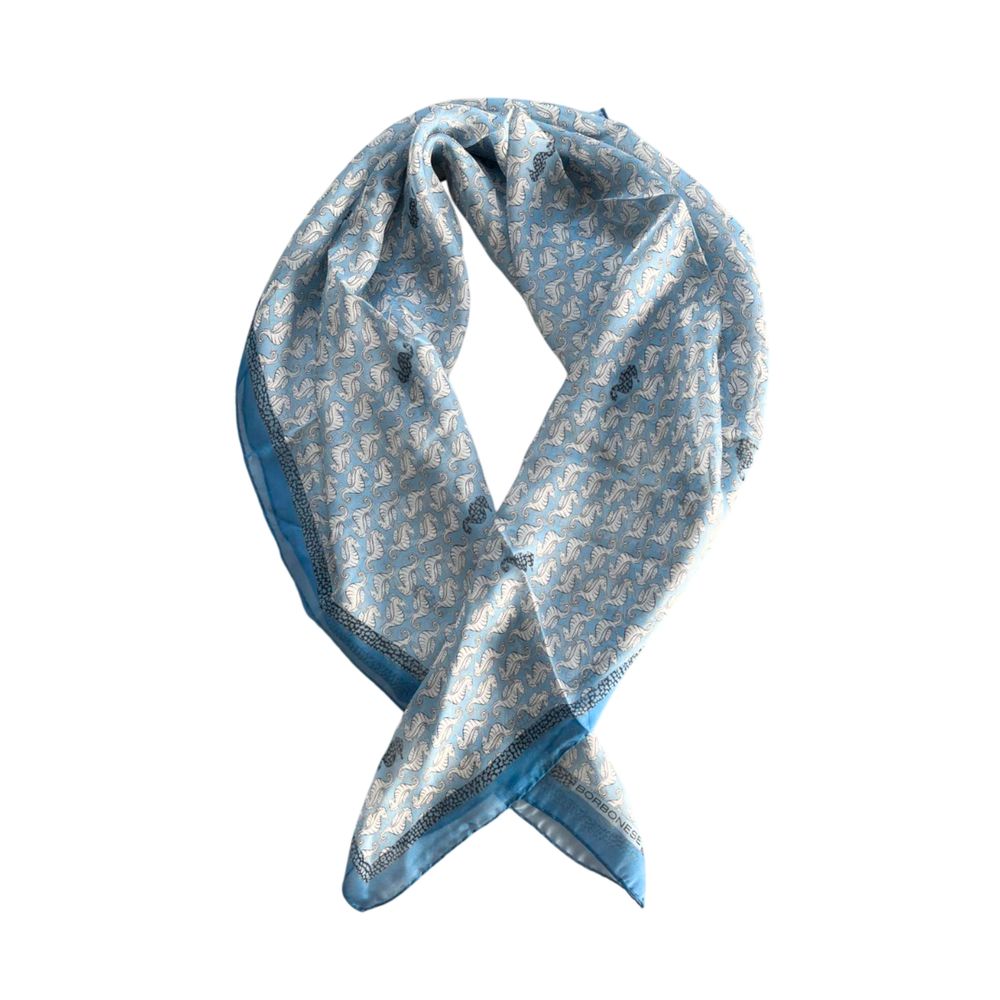 Écharpe en soie bleu bourbon pour femme