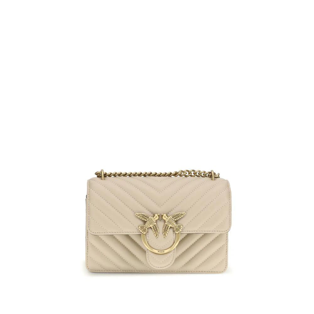 PINKO Beige Calf Leather Bos Taurus Shoulder Bag by PINKO