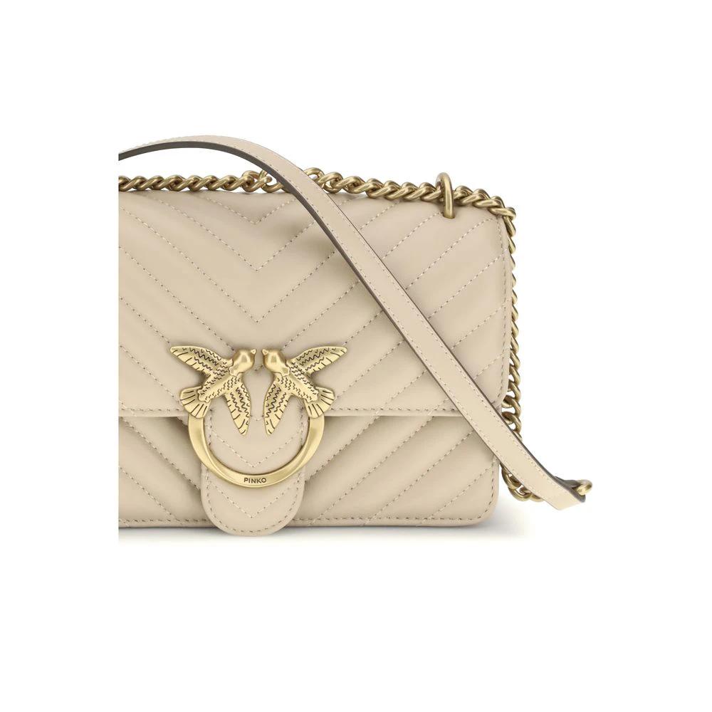 PINKO Beige Calf Leather Bos Taurus Shoulder Bag by PINKO