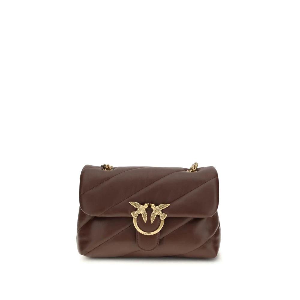 PINKO Brown Calf Leather Bos Taurus Shoulder Bag by PINKO