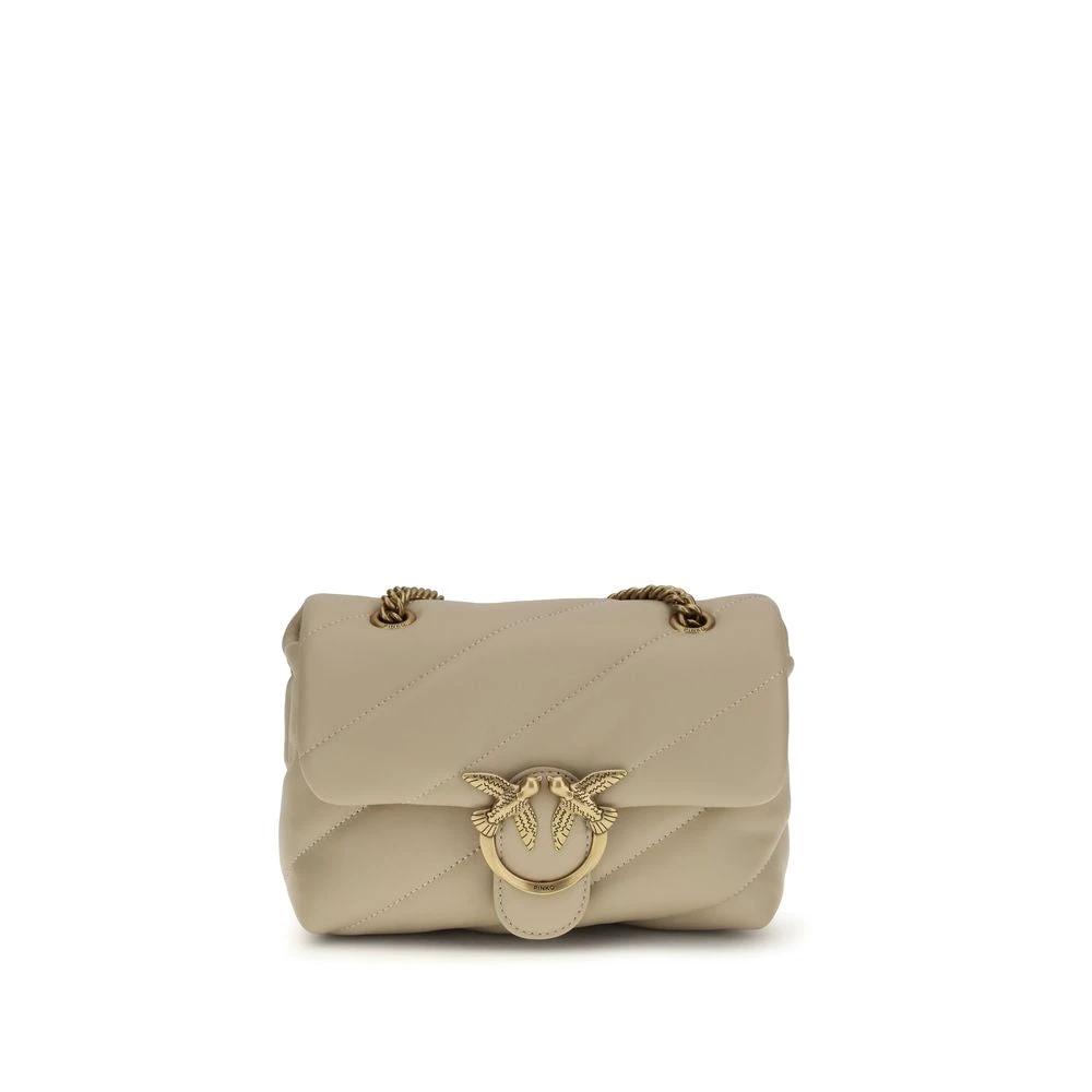 PINKO Beige Calf Leather Bos Taurus Shoulder Bag by PINKO