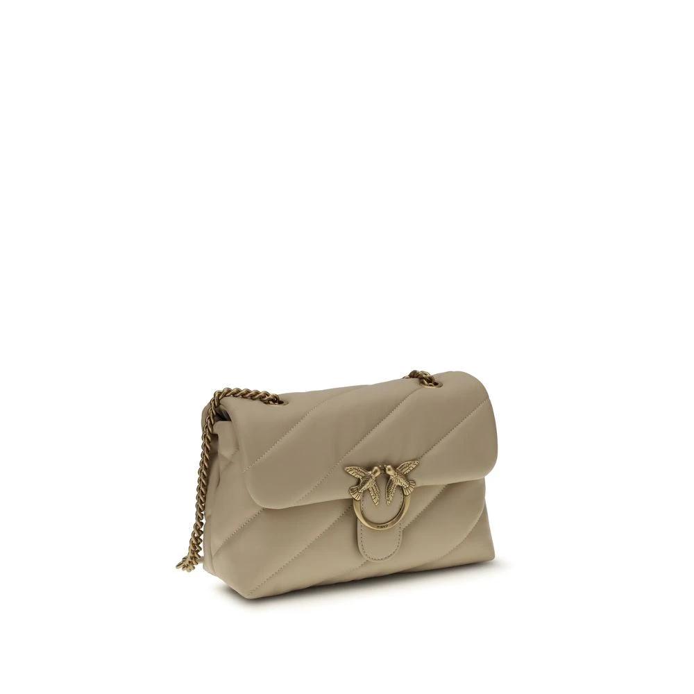 PINKO Beige Calf Leather Bos Taurus Shoulder Bag by PINKO