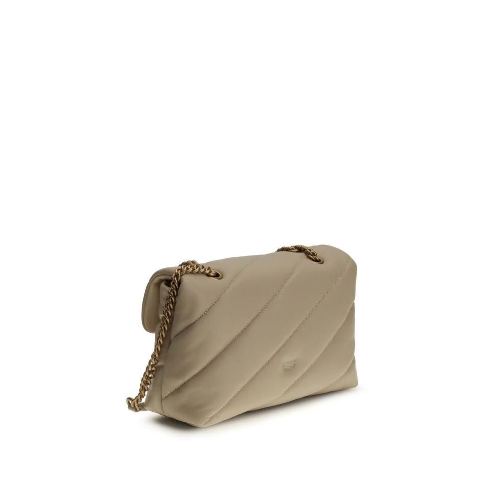 PINKO Beige Calf Leather Bos Taurus Shoulder Bag by PINKO