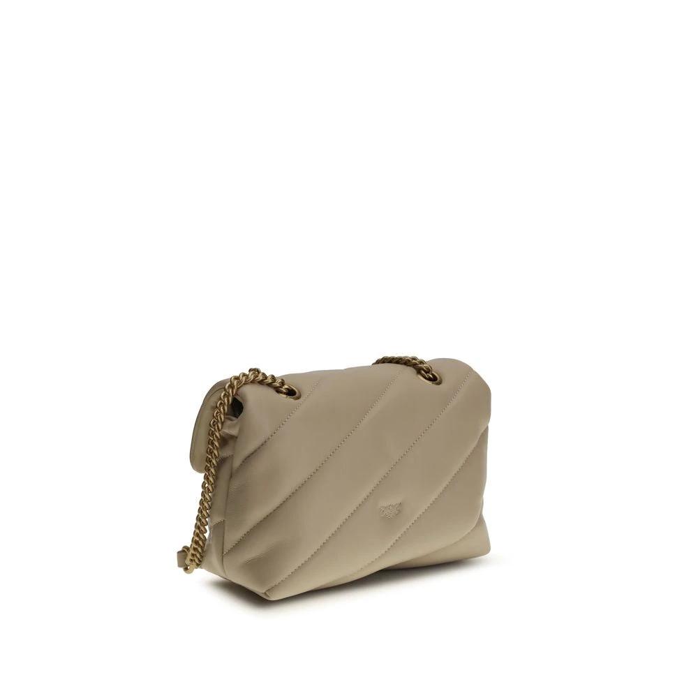 PINKO Beige Calf Leather Bos Taurus Shoulder Bag by PINKO
