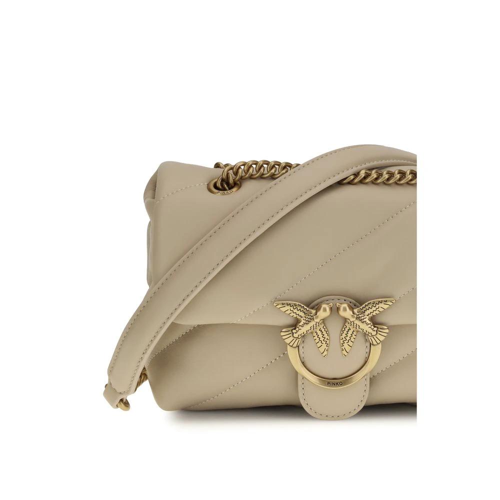 PINKO Beige Calf Leather Bos Taurus Shoulder Bag by PINKO