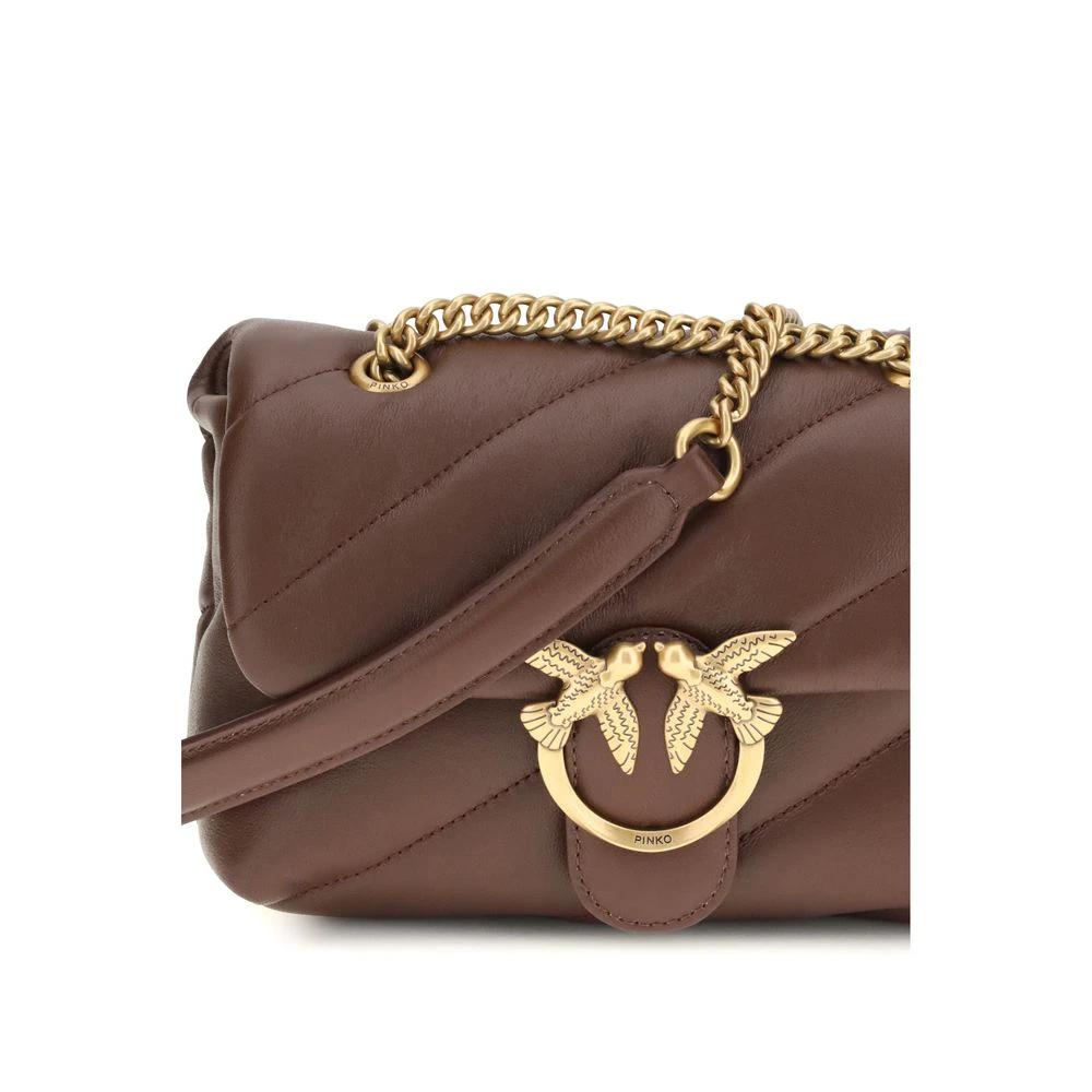 PINKO Brown Calf Leather Bos Taurus Shoulder Bag by PINKO