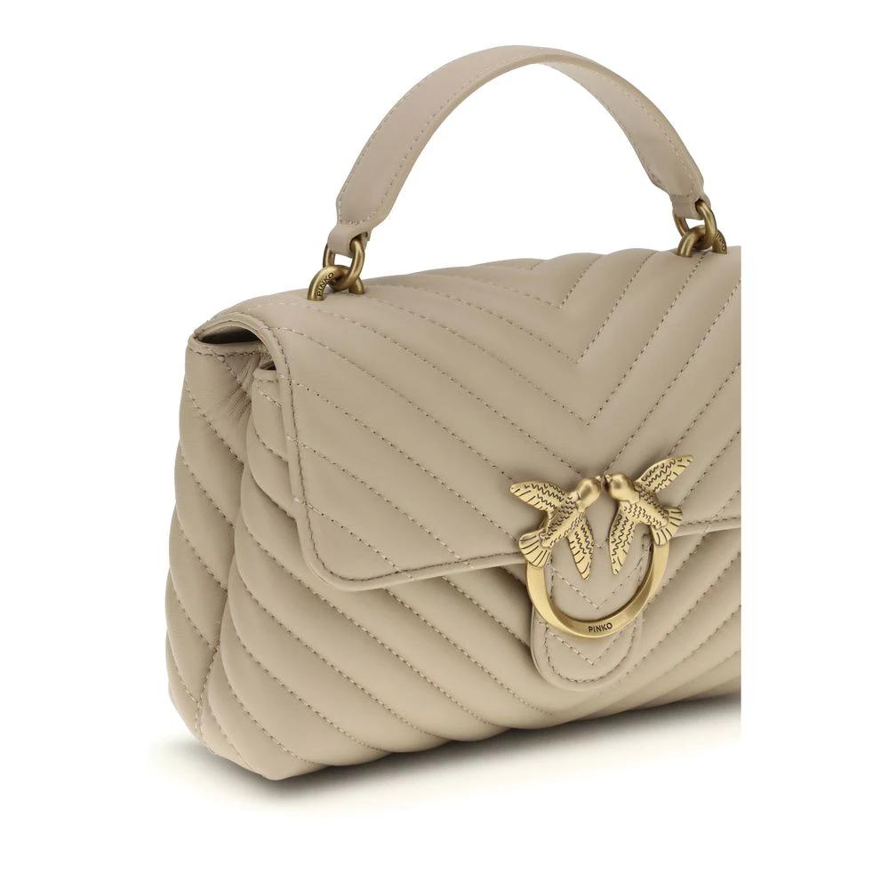 PINKO Beige Calf Leather Bos Taurus Handbag by PINKO