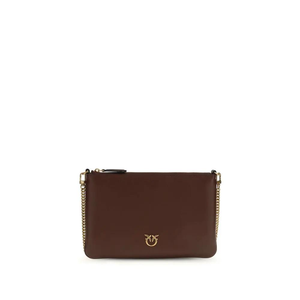 PINKO Bordeaux Calf Leather Bos Taurus Shoulder Bag