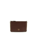 PINKO Bordeaux Calf Leather Bos Taurus Shoulder Bag