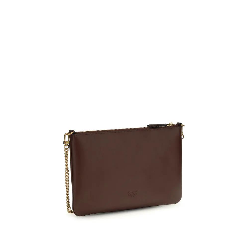 PINKO Bordeaux Calf Leather Bos Taurus Shoulder Bag