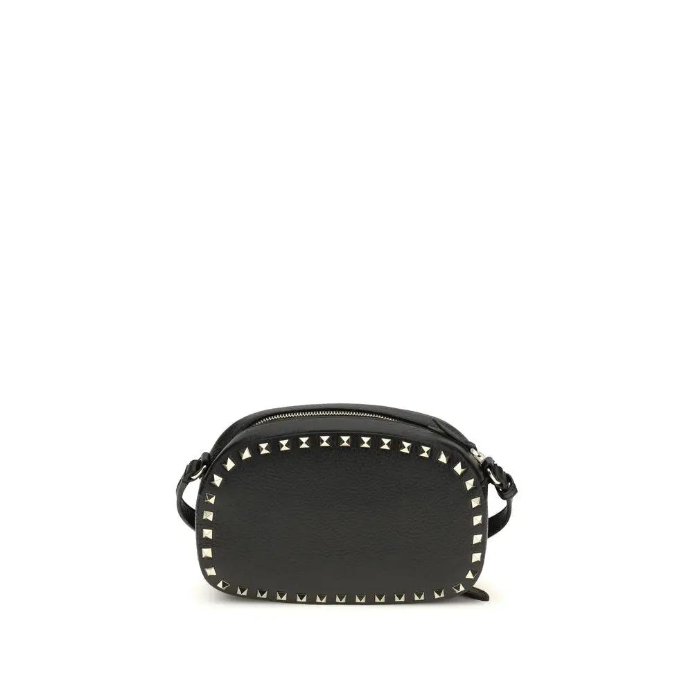 Valentino Garavani Black Calf Leather Bos Taurus Shoulder Bag