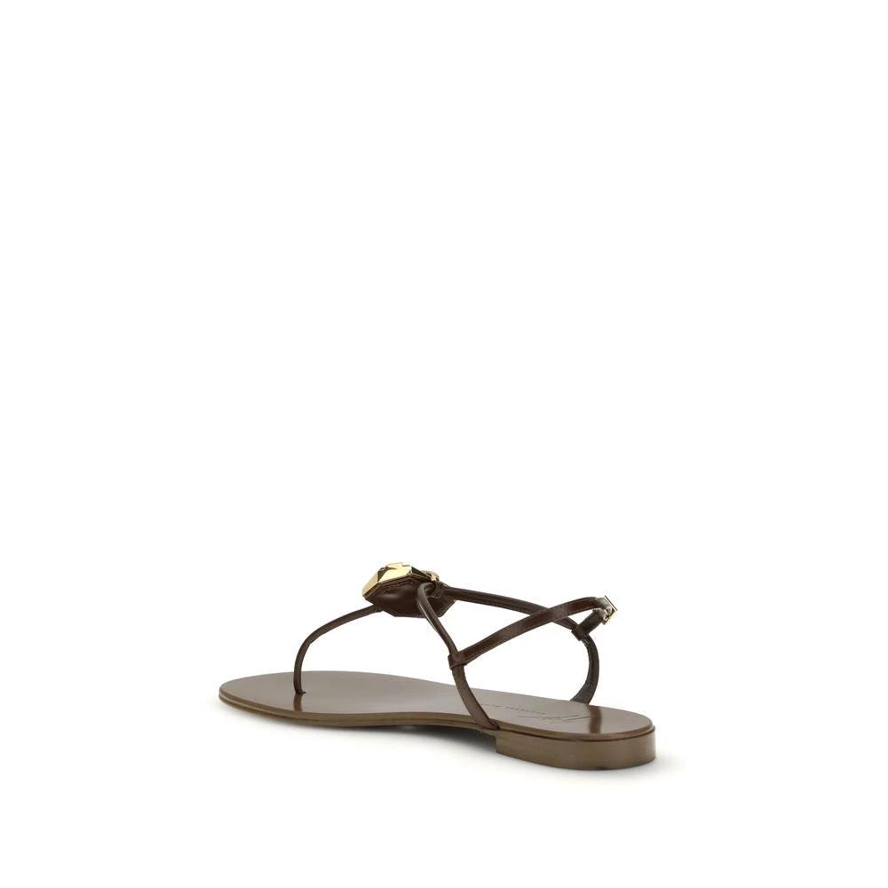 Giuseppe Zanotti Brown Stainless Steel Flat Sandals by Giuseppe Zanotti