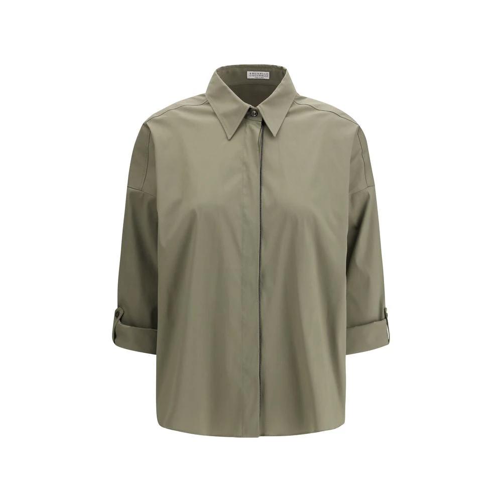 Brunello Cucinelli Bicolor Cotton Dress Shirt by Brunello Cucinelli