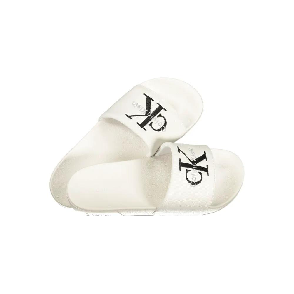 Pantoufles Calvin Klein blanches en polyuréthane pour hommes