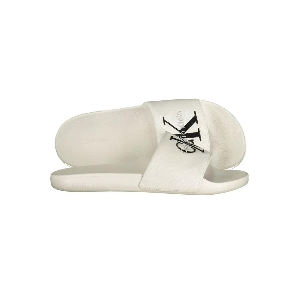 Pantoufles Calvin Klein blanches en polyuréthane pour hommes