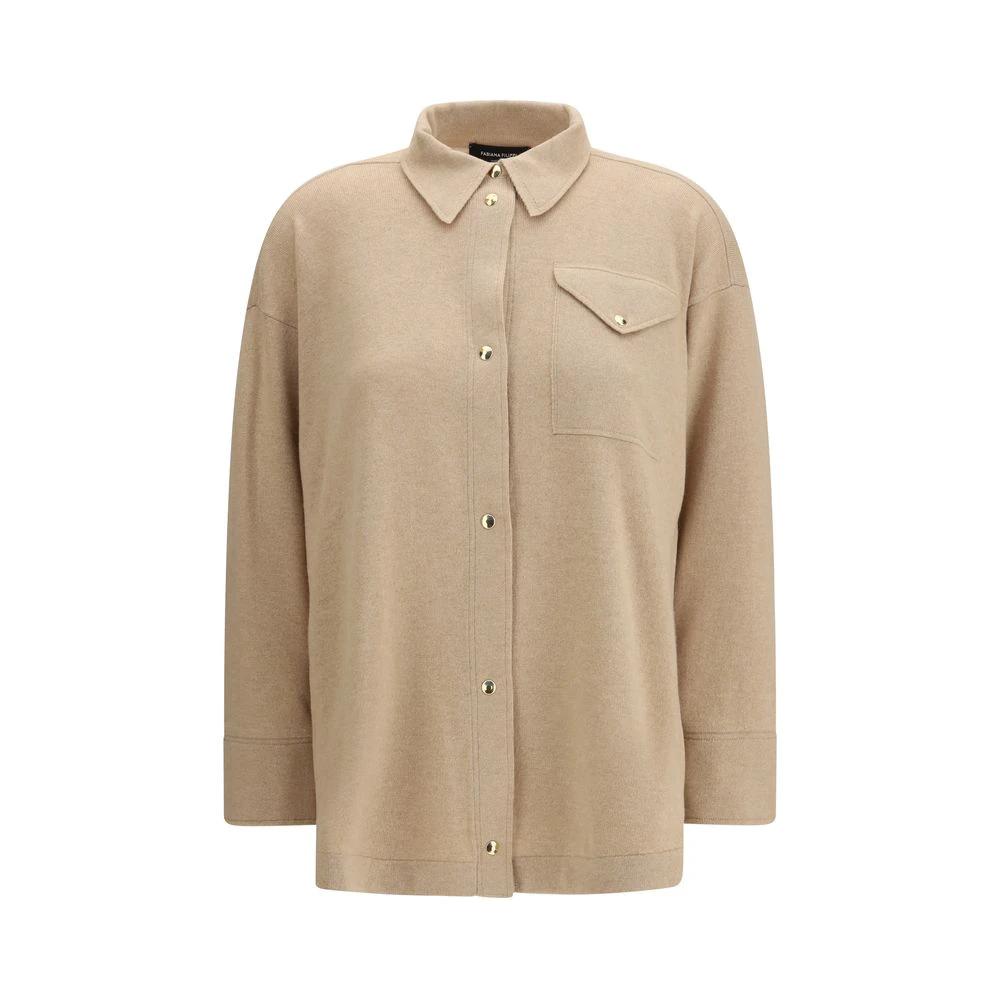 Fabiana Filippi Beige Fleece Wool Dress Shirt by Fabiana Filippi