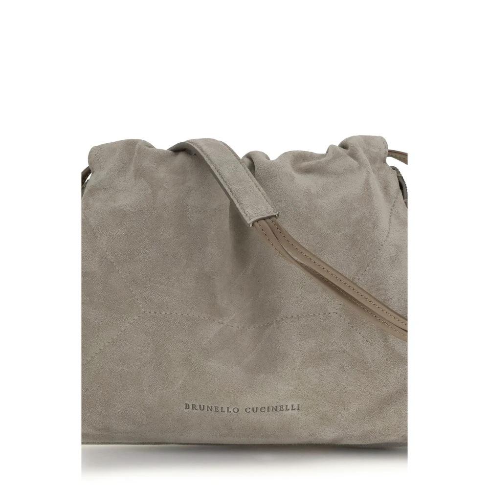 Brunello Cucinelli Gray Calf Leather Bos Taurus Clutch Bag