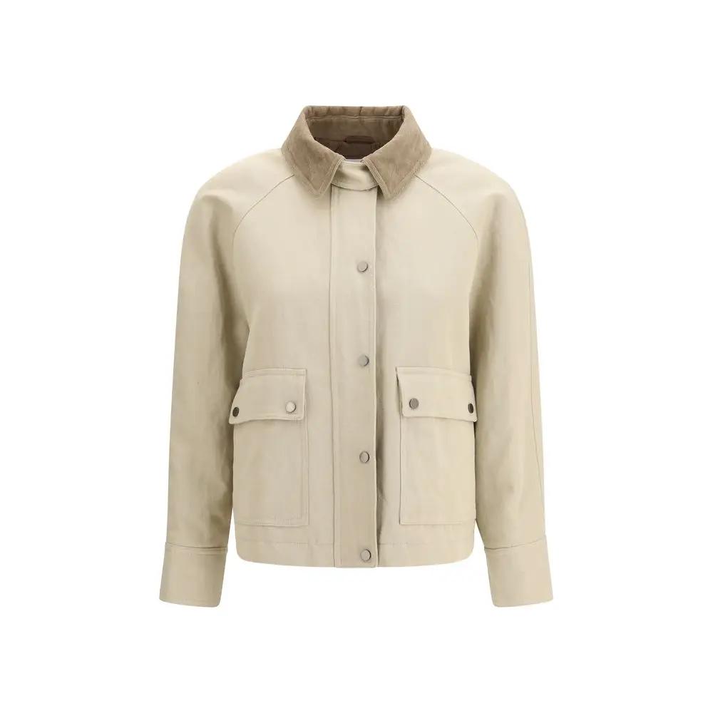 Brunello Cucinelli Manteau en coton beige