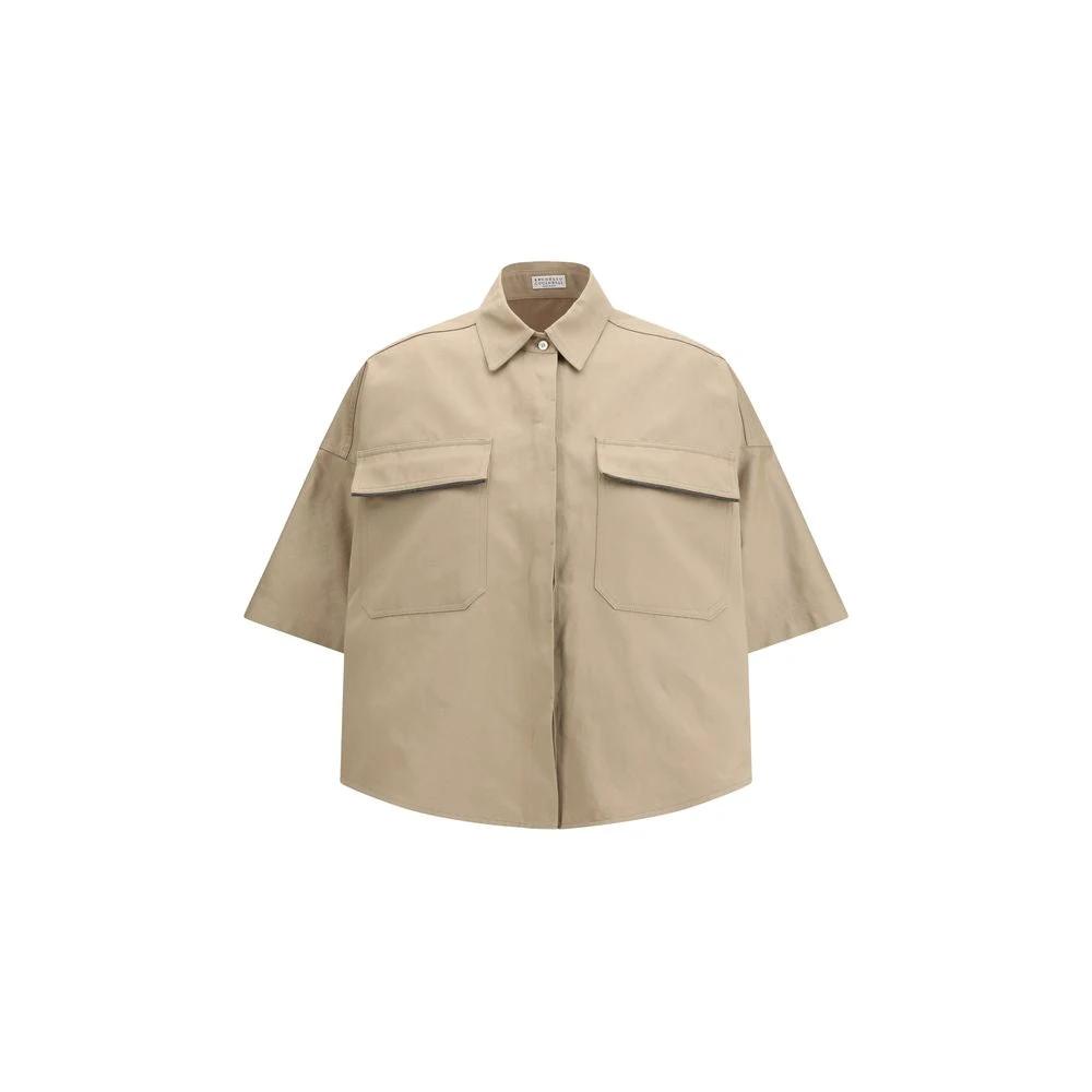 Brunello Cucinelli Beige Cotton Shortsleeve Shirt by Brunello Cucinelli