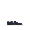 Mocassins à enfiler Bos Taurus en cuir de veau bleu Brunello Cucinelli