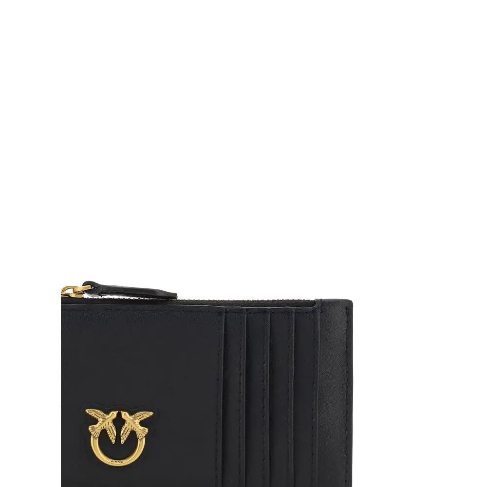 Portefeuille PINKO Bos Taurus en cuir de veau noir