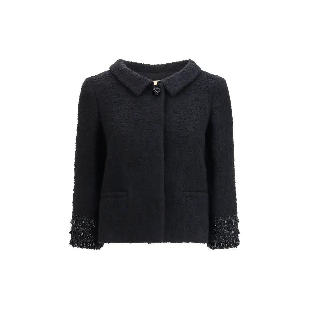 Manteau en laine polaire noire Valentino
