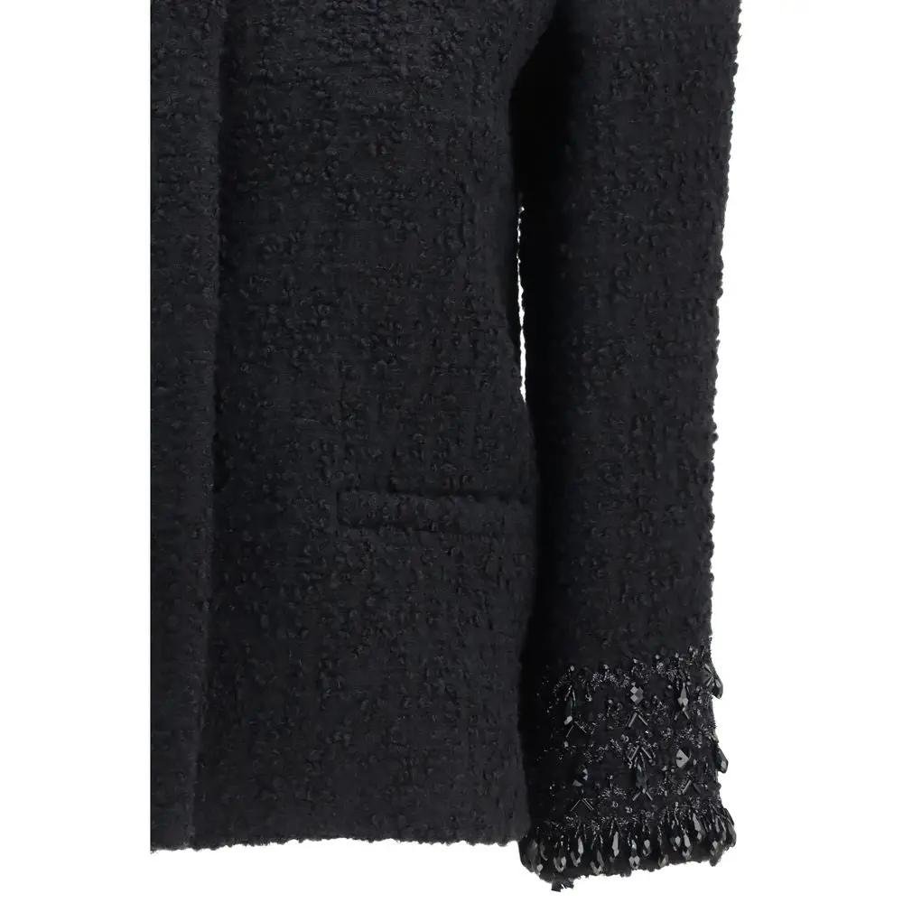 Valentino Black Fleece Wool Coat