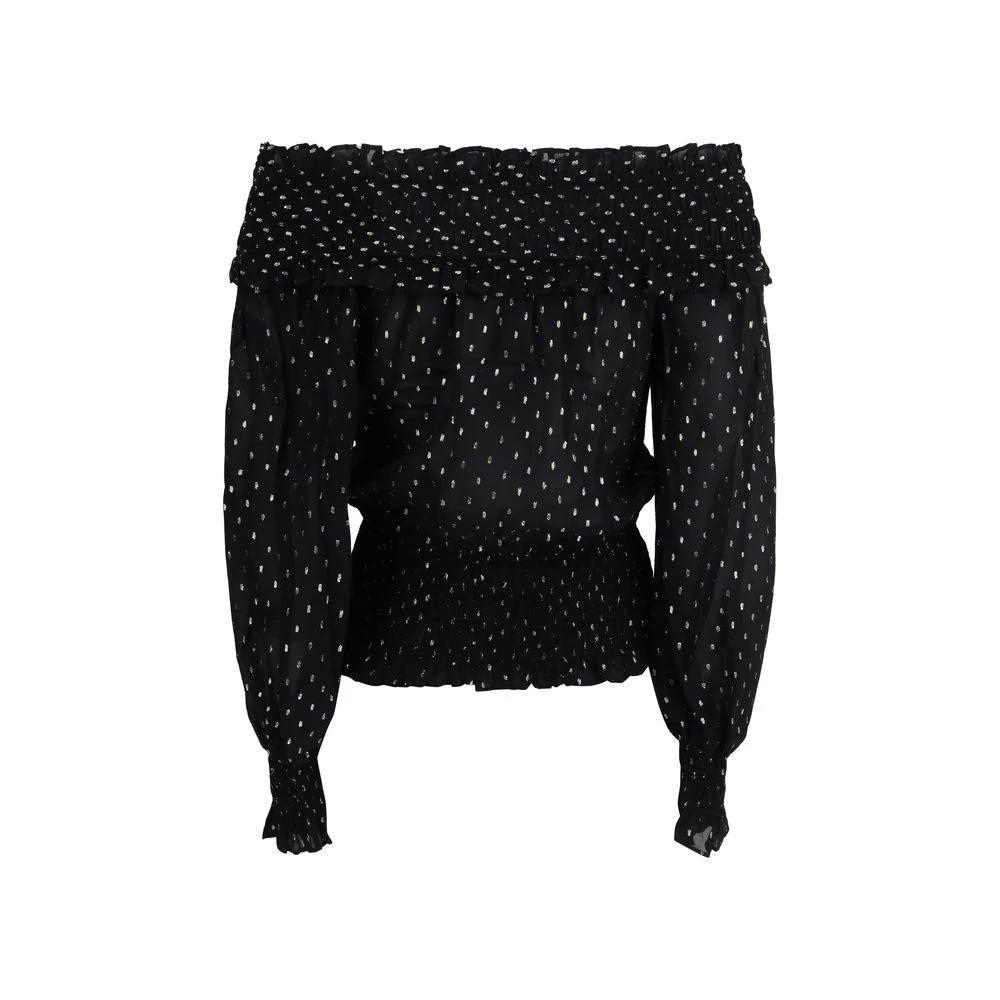 Self-Portrait Black Viscose Top by Self-Portrait