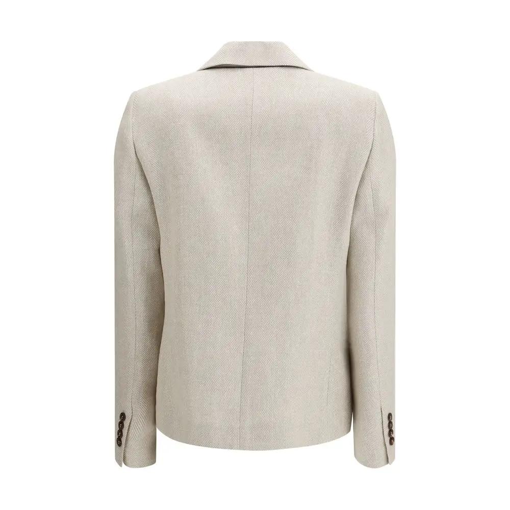 Brunello Cucinelli Blazer en Lin Beige
