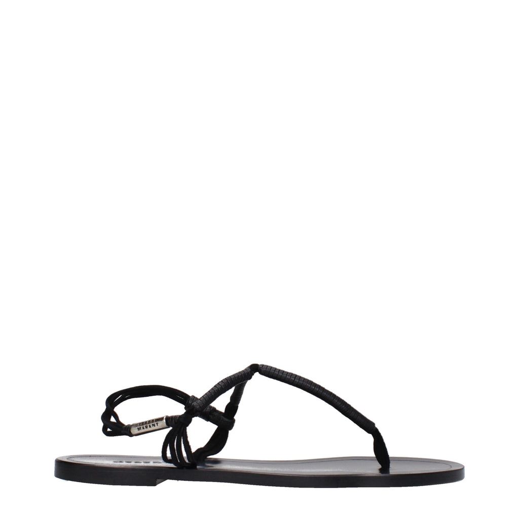 Sandales tongs en cuir noir Isabel Marant