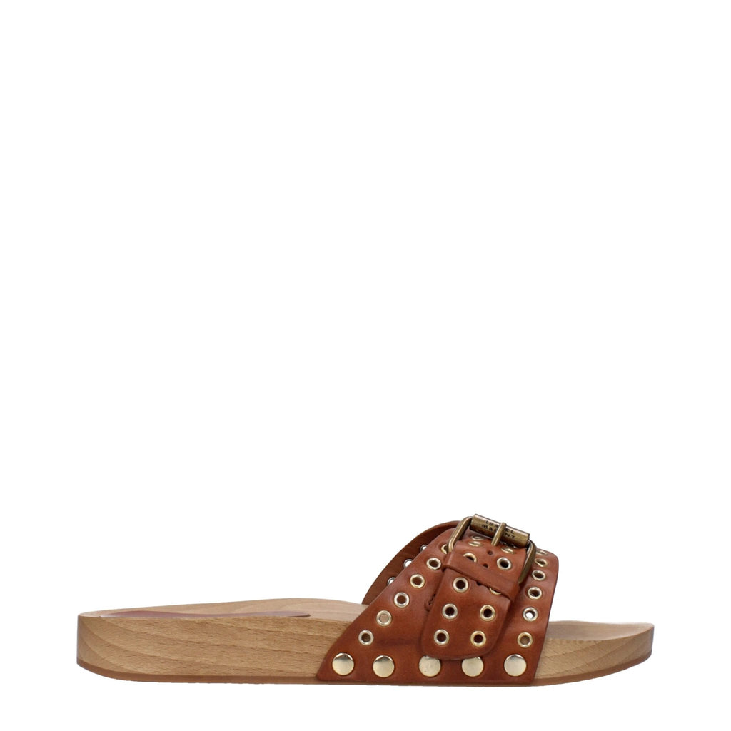 Pantoufles en cuir marron Isabel Marant
